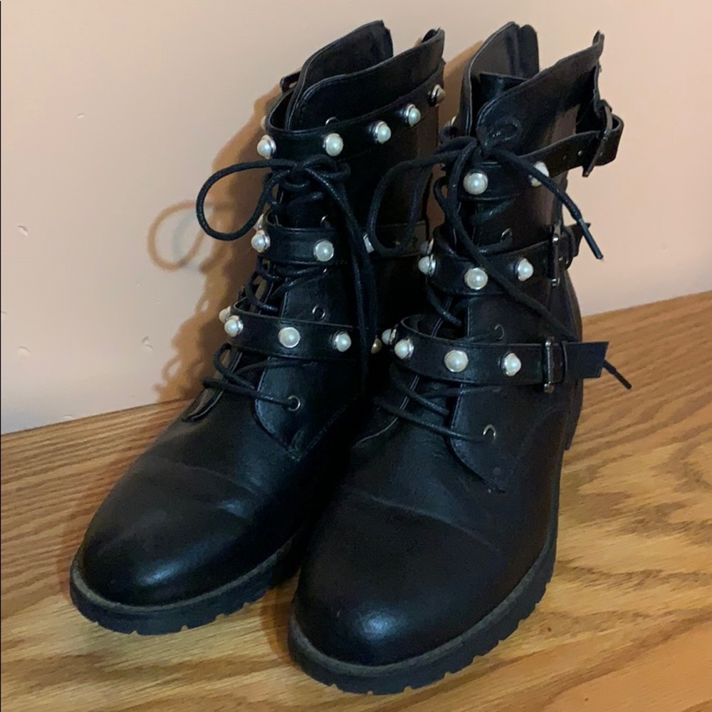 Black combat boots